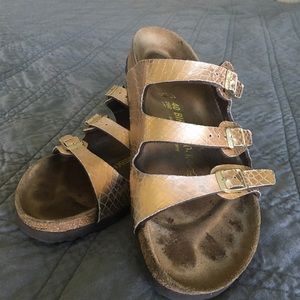 Rose gold Birkenstock sandals